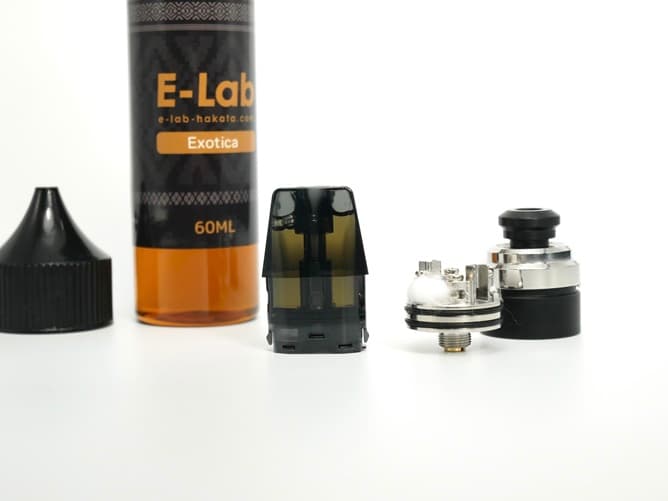 E-Lab Exotica（イーラボ・エキゾチカ）リキッドをPOD型とRDAにチャージ
